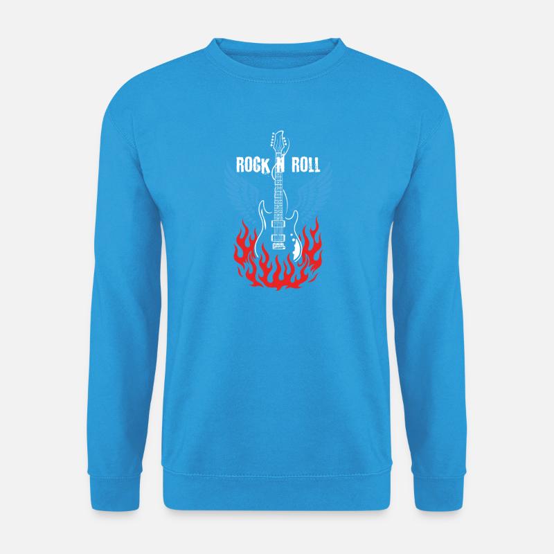 Rock and Roll Gitarre Flammendesign - Unisex Pullover - Meeresblau