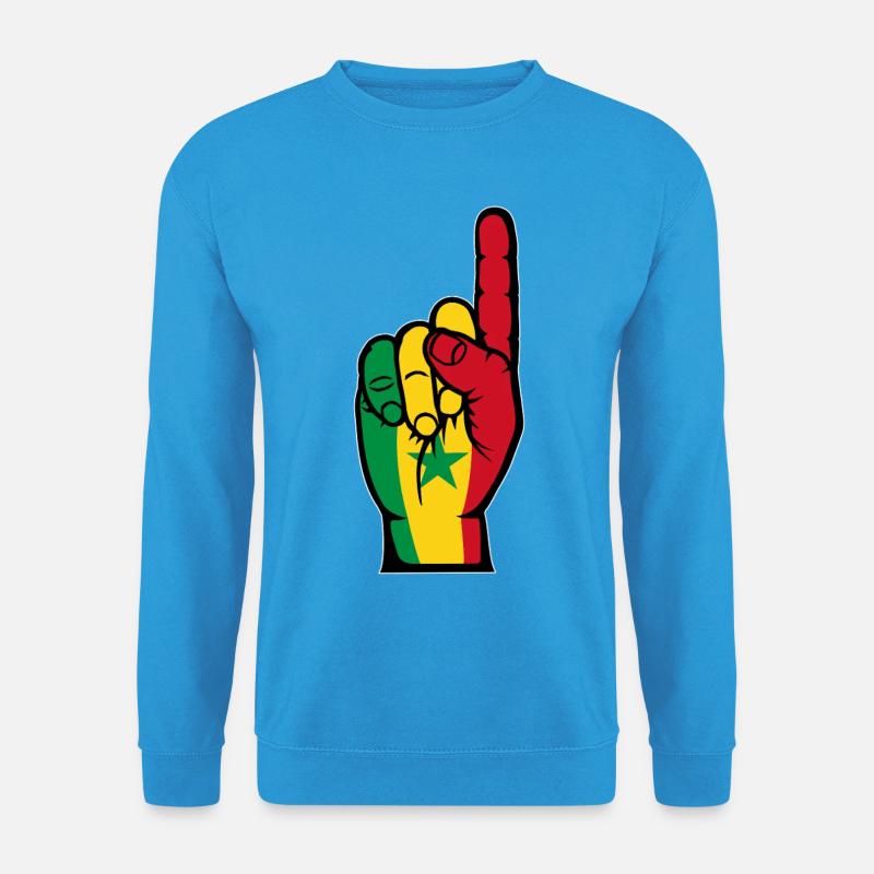 Senegal Flagge Hand - Unisex Pullover - Meeresblau
