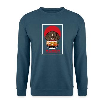 German Shorthaired Pointer Ramen Dog Japanese Art - Unisex Sweatshirt - sea blue - Front - Alina (178cm) & Michal (187cm)