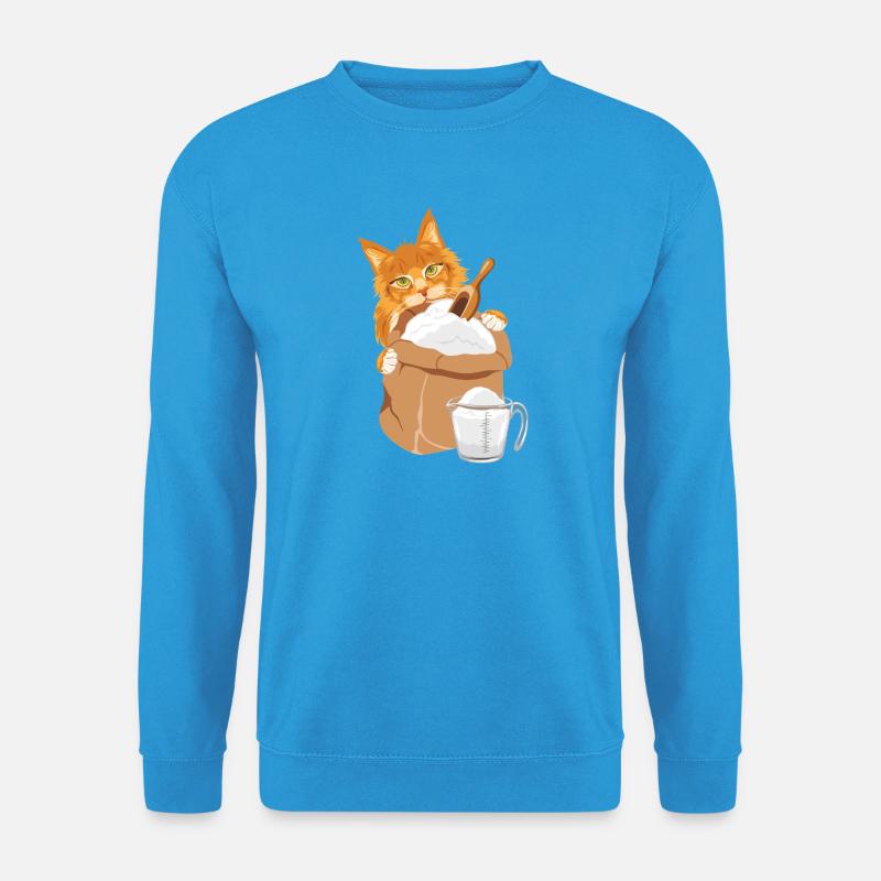 Ginger kat kigger frem bag posen - Unisex sweater - havblå