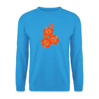 Silhouette triple fleur d’hibiscus orange - Sweat-shirt Unisexe - bleu mer - Devant - Alina (178cm) & Michal (187cm)