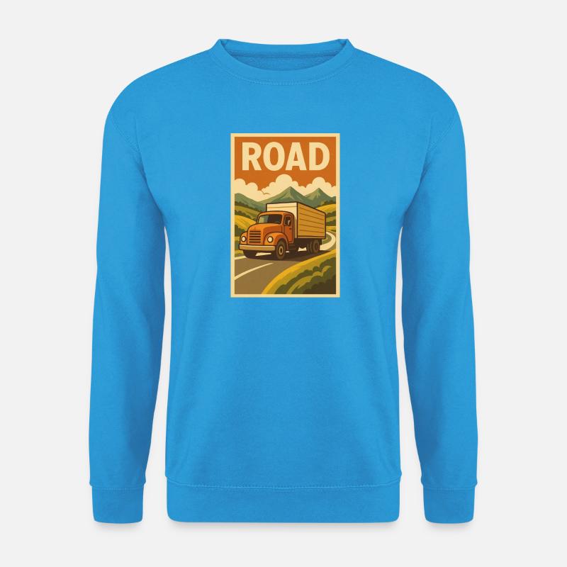 Oldtimer-Truck auf bergiger Straße - Unisex Pullover - Meeresblau