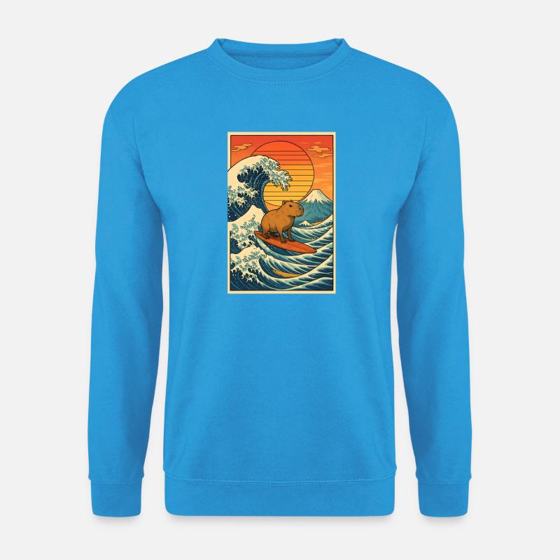 Capybara Surfing - Unisex Pullover - Meeresblau