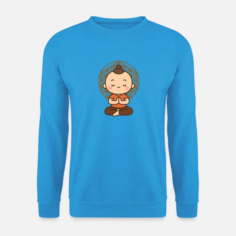 Meditation vor Lebensblume  - Unisex Pullover - Meeresblau
