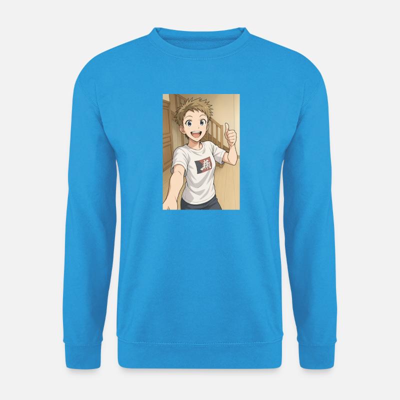Hero Manga Lächeln - Unisex Pullover - Meeresblau