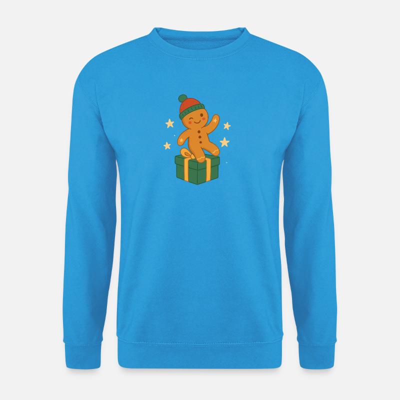 Lebkuchenfigur auf Geschenkbox - Unisex Pullover - Meeresblau