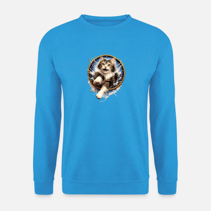 Katzenring-Sprung im Wassersplash - Unisex Pullover - Meeresblau
