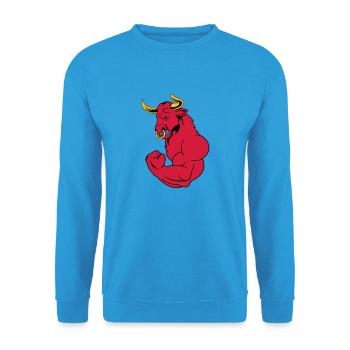 starker_stier_02 - Unisex Pullover - Meeresblau - Vorne - Alina (178cm) & Michal (187cm)