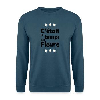 Es war Blumenzeit - Unisex Pullover - Meeresblau - Vorne - Alina (178cm) & Michal (187cm)