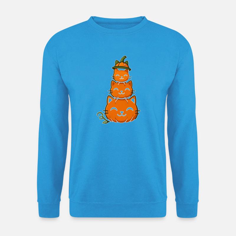 Fröhliche Kürbiskatzen-Stack - Unisex Pullover - Meeresblau