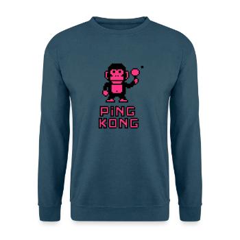 Ping Kong - Unisex Pullover - Meeresblau - Vorne - Alina (178cm) & Michal (187cm)