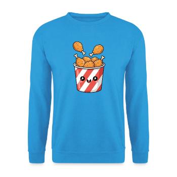 Kawaii Fried Chicken Bucket - Unisex Sweatshirt - sea blue - Front - Alina (178cm) & Michal (187cm)