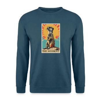 Meerkat Erdmännchen - Unisex Pullover - Meeresblau - Vorne - Alina (178cm) & Michal (187cm)