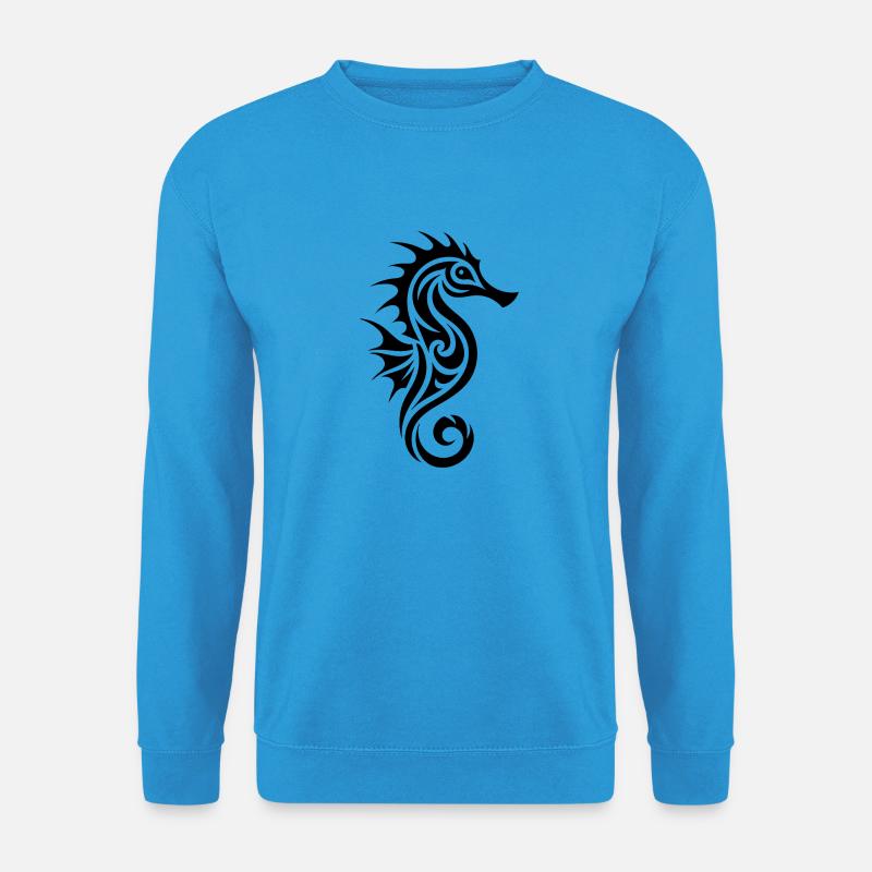 Kleines Vintage Tribal Tattoo Seepferdchen - Unisex Pullover - Meeresblau
