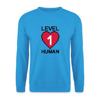 Herz Level 1 - Unisex Pullover - Meeresblau - Vorne - Alina (178cm) & Michal (187cm)