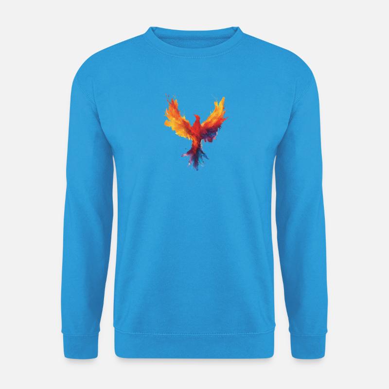 Fiery_Watercolor_Phoenix_Rebirth_Strength - Unisex Pullover - Meeresblau