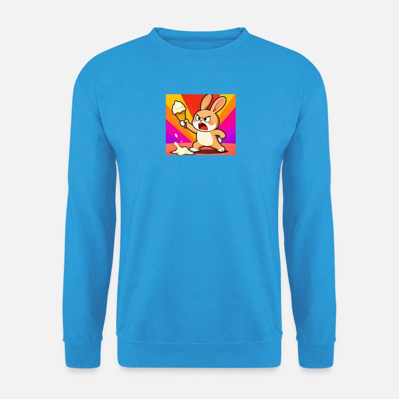 Wütender Hase mit Eiscreme - Unisex Pullover - Meeresblau