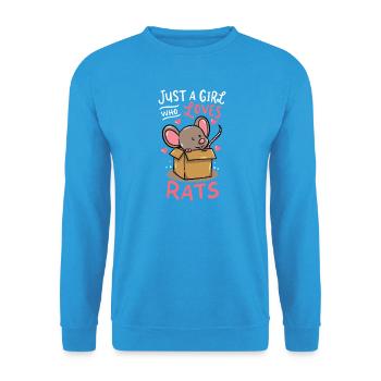 Nur ein Mädchen, das Ratten liebt - Unisex Pullover - Meeresblau - Vorne - Alina (178cm) & Michal (187cm)