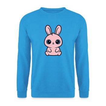 Kawaii Hase Rosa Große Augen Süß - Unisex Pullover - Meeresblau - Vorne - Alina (178cm) & Michal (187cm)