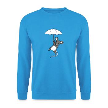 Niedliche fliegende Maus - Unisex Pullover - Meeresblau - Vorne - Alina (178cm) & Michal (187cm)