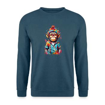 Cool monkey - Unisex Sweatshirt - sea blue - Front - Alina (178cm) & Michal (187cm)