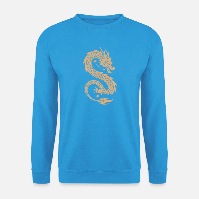 Goldene Himmelsdrachen-Silhouette - Unisex Pullover - Meeresblau