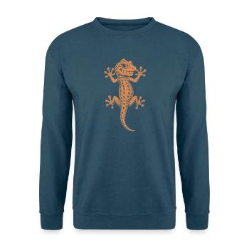 Gecko - Unisex Pullover - Meeresblau - Vorne - Alina (178cm) & Michal (187cm)