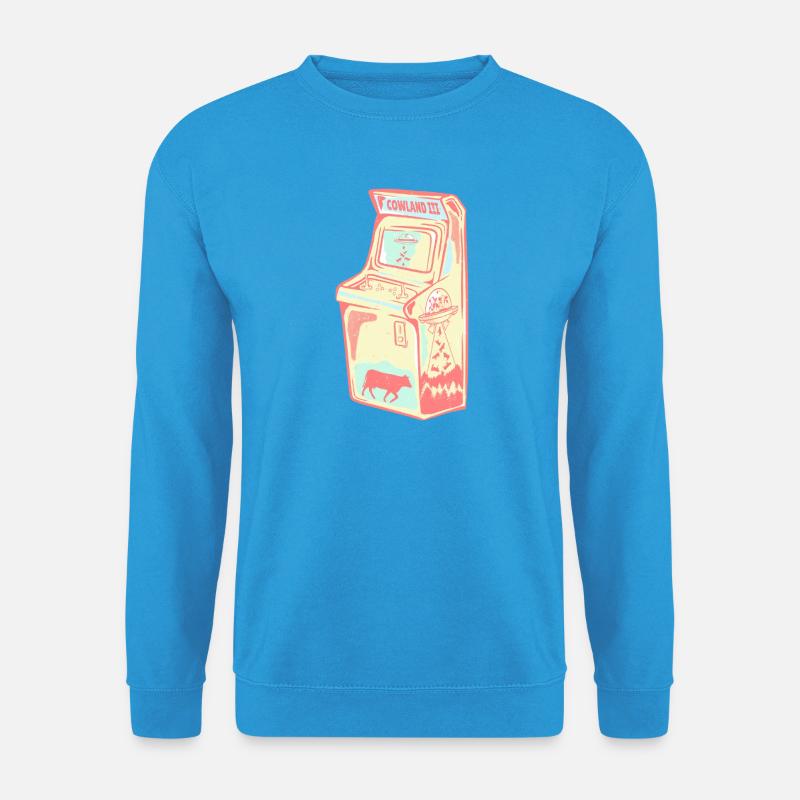 Retro Arcade Alien Kuh - Unisex Pullover - Meeresblau