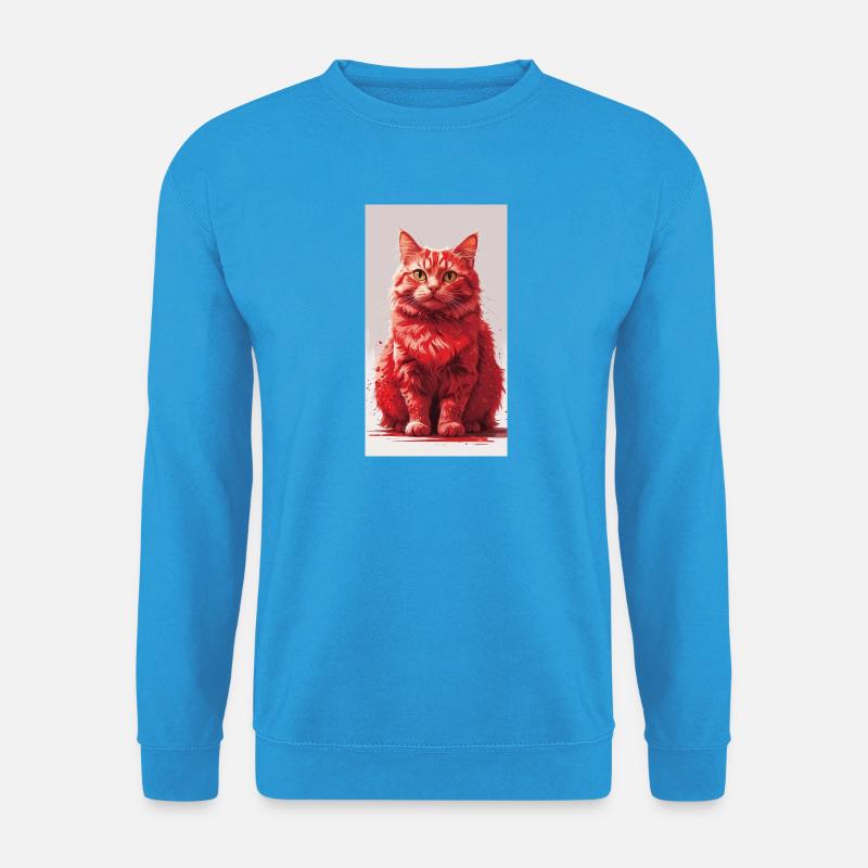 Roter Katzenportrait Kunstdruck - Unisex Pullover - Meeresblau