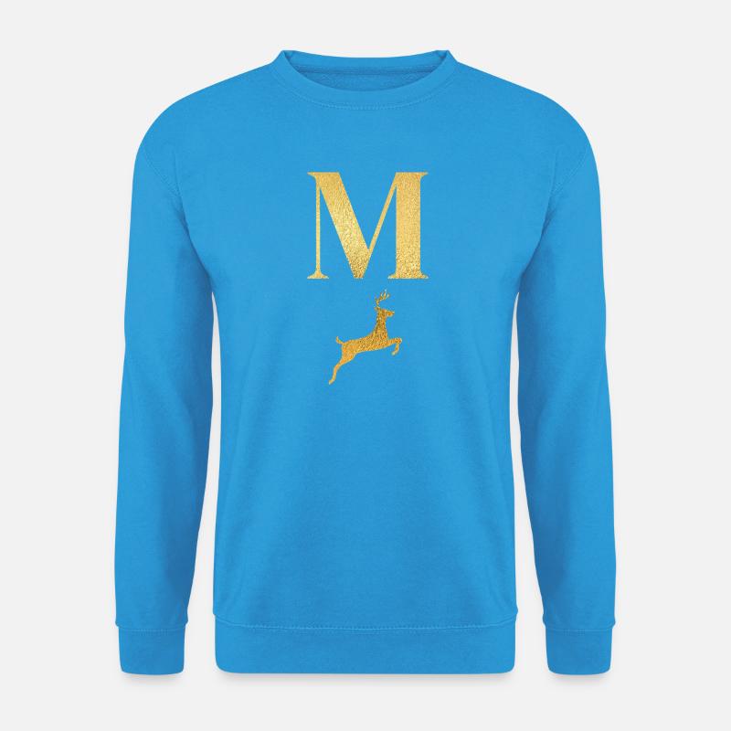 Buchstabe m goldener Hirsch - Geschenkidee - Unisex Pullover - Meeresblau