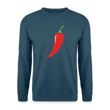 Rote Chili Schote Gemüse - Unisex Pullover - Meeresblau - Vorne - Alina (178cm) & Michal (187cm)