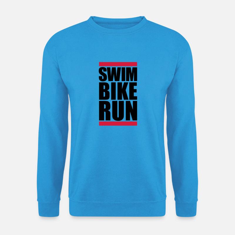 swim bike run text logo triathlon sport marathon a - Unisex Pullover - Meeresblau