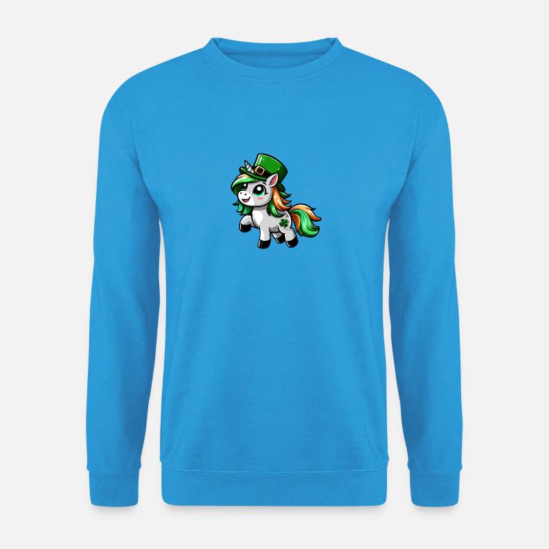 St. Patrick's Einhorn Cartoon - Unisex Pullover - Meeresblau