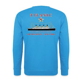 TITANIC CREATION Louis RUNEMBERG © Adagp - Unisex Sweatshirt - sea blue - Back - Michal (187cm)