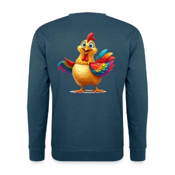 Vibrant Rainbow Chicken Illustration - Unisex Sweatshirt - sea blue - Back - Michal (187cm)