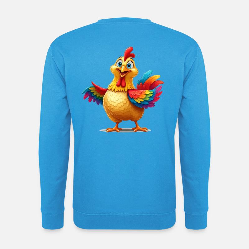 Vibrant Rainbow Chicken Illustration - Unisex Sweatshirt - sea blue