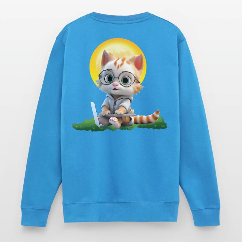 Smart Cat Sun Coder: Kitten Laptop Art Print Unisex Sweatshirt