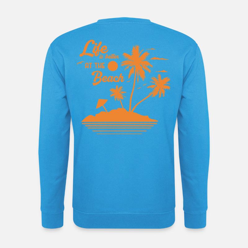 Sonnenuntergang am Palmstrand - Unisex Pullover - Meeresblau