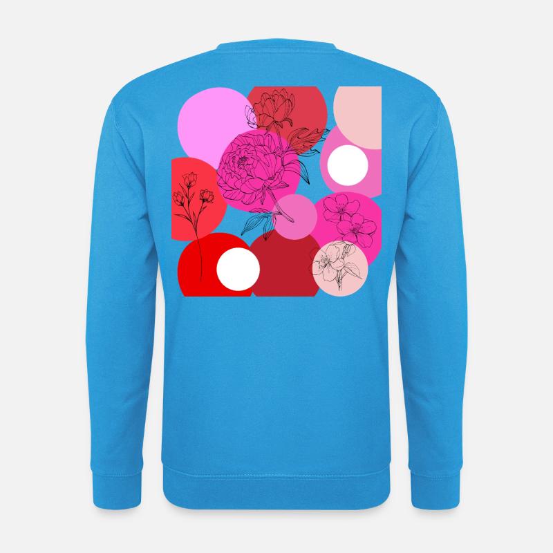 Florale Linien über Farbkreise - Unisex Pullover - Meeresblau