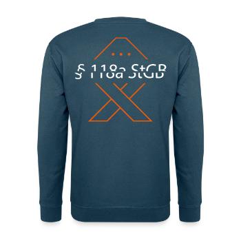  §118a StGB Routerfishers - Unisex Pullover - Meeresblau - Hinten - Michal (187cm)