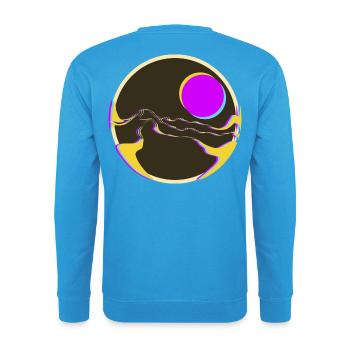 Montagnes néon avec le soleil - Sweat-shirt Unisexe - bleu mer - Dos - Michal (187cm)