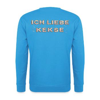 ich liebe Kekse - Unisex Pullover - Meeresblau - Hinten - Michal (187cm)