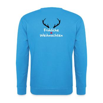 Fröhliche Weihnachten Rentier Weihnachtsgeschenk - Unisex Pullover - Meeresblau - Hinten - Michal (187cm)