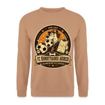 FC Hundetrainer Ausrede - Unisex Pullover - Mocca - Vorne - Alina (178cm) & Michal (187cm)