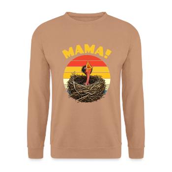 Mama Hungry Baby Bird - Unisex Pullover - Mocca - Vorne - Alina (178cm) & Michal (187cm)