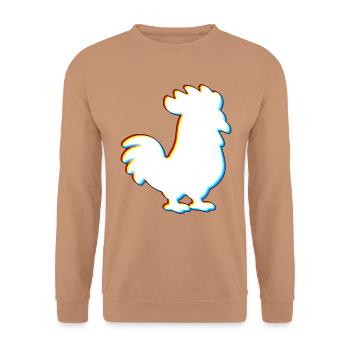 EDM Chicken – Elektronische Tanzmusik - Unisex Pullover - Mocca - Vorne - Alina (178cm) & Michal (187cm)