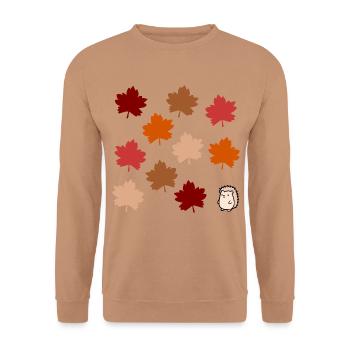 Herbst Igel - Unisex Pullover - Mocca - Vorne - Alina (178cm) & Michal (187cm)