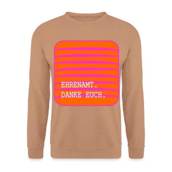 EHRENAMT Danke Euch - Unisex Pullover - Mocca - Vorne - Alina (178cm) & Michal (187cm)