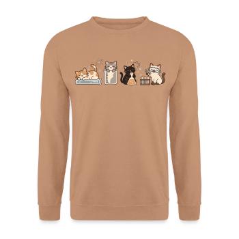 Science Cats Laboratory - Unisex Pullover - Mocca - Vorne - Alina (178cm) & Michal (187cm)