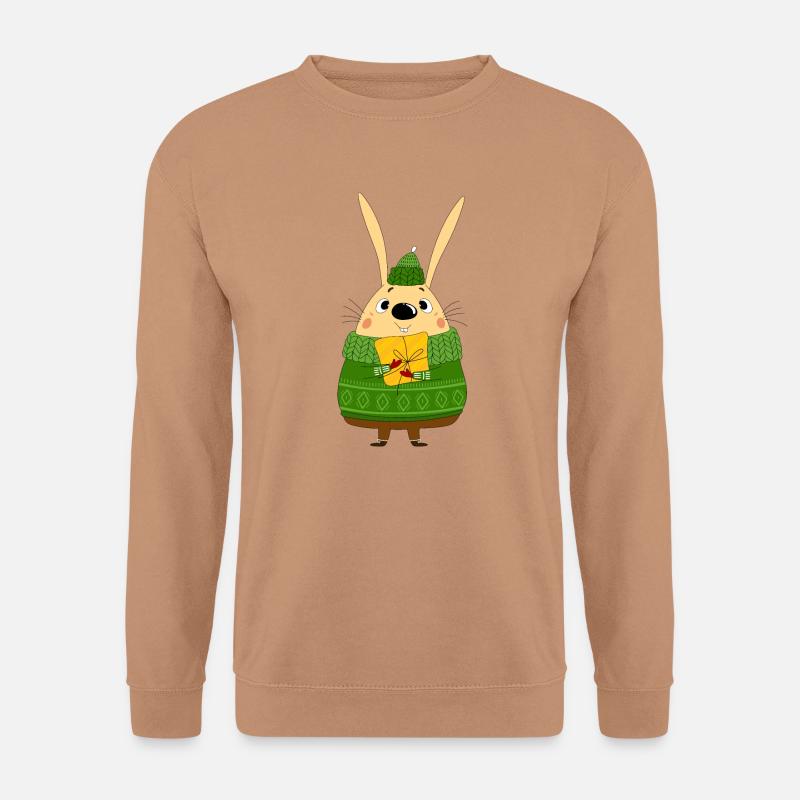 Kaninchen und geschenkbox - Unisex Pullover - Mocca